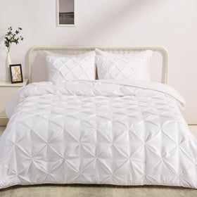 Amazon Basics soft down-alternative comforter in full-queen size offers lightweight warmth and breathability.