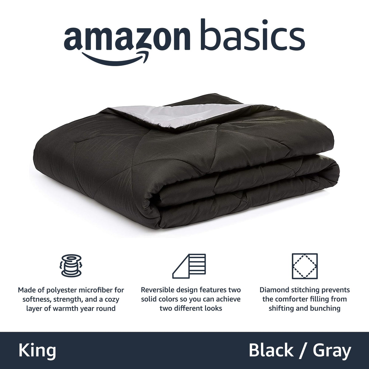 Soft and durable polyester microfiber from Amazon Basics designed for everyday comfort.