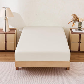 Amazon Basics soft fitted sheet, queen beige, 2-pack for comfortable nights