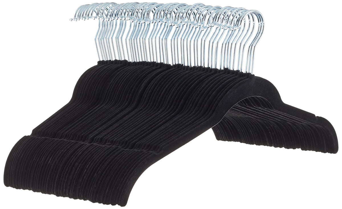 Amazon Basics space-saving velvet hangers help maximize closet space and organization