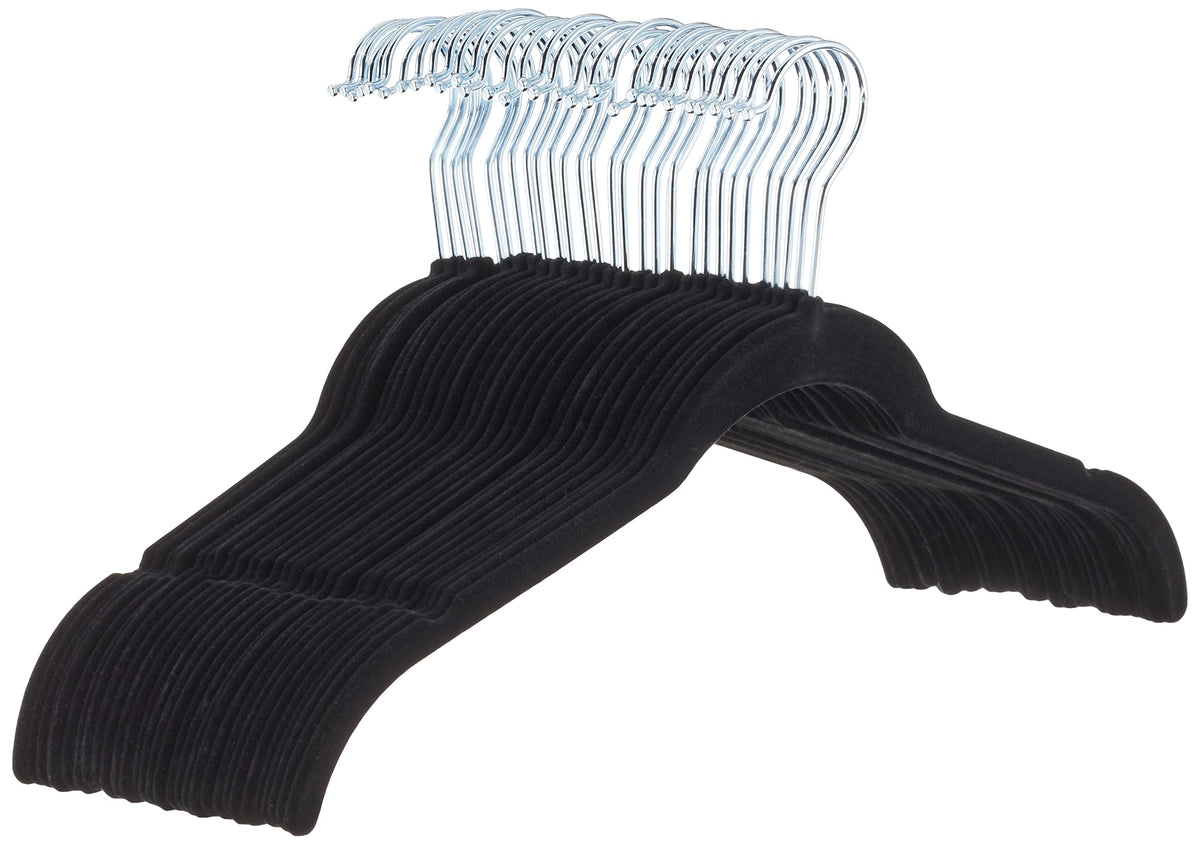 Amazon Basics space-saving velvet hanger with non-slip grip for closet efficiency.