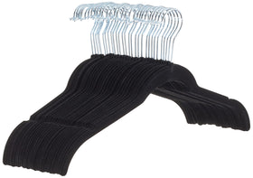 Amazon Basics space-saving velvet hanger with non-slip grip for closet efficiency.