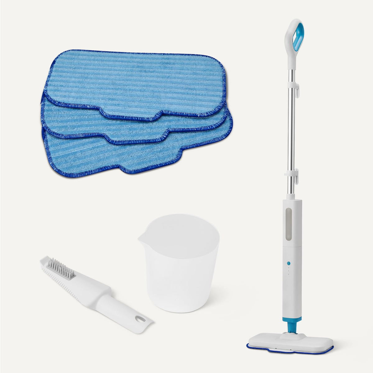 Amazon Basics steam mop includes filling flask for easy water topping.