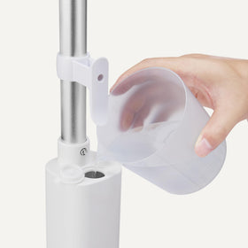 Amazon Basics mop with washable pads for eco-friendly, reusable cleaning.