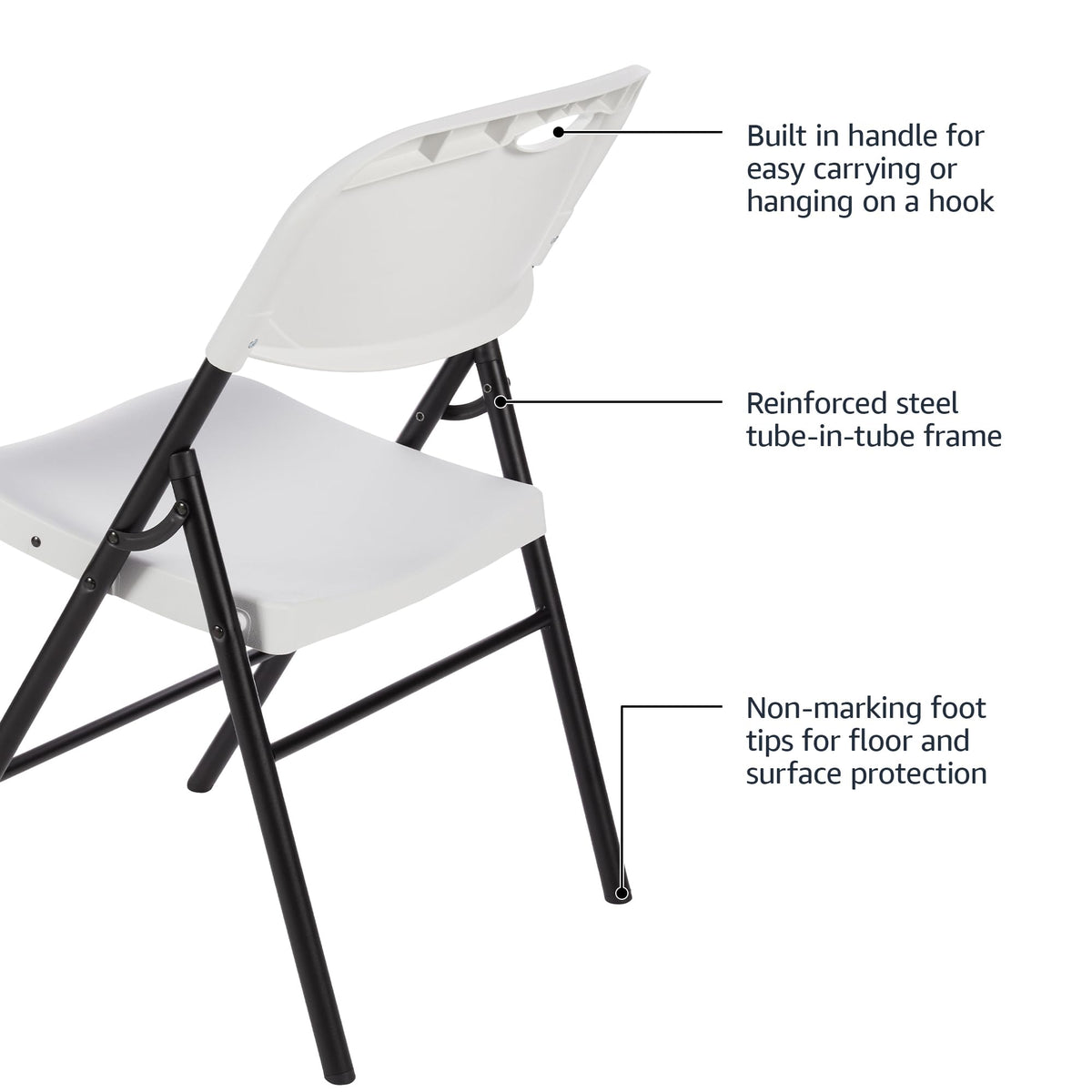 Amazon Basics chair features a sturdy steel frame and non marking feet for floors