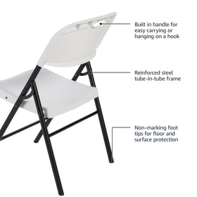 Amazon Basics chair features a sturdy steel frame and non marking feet for floors