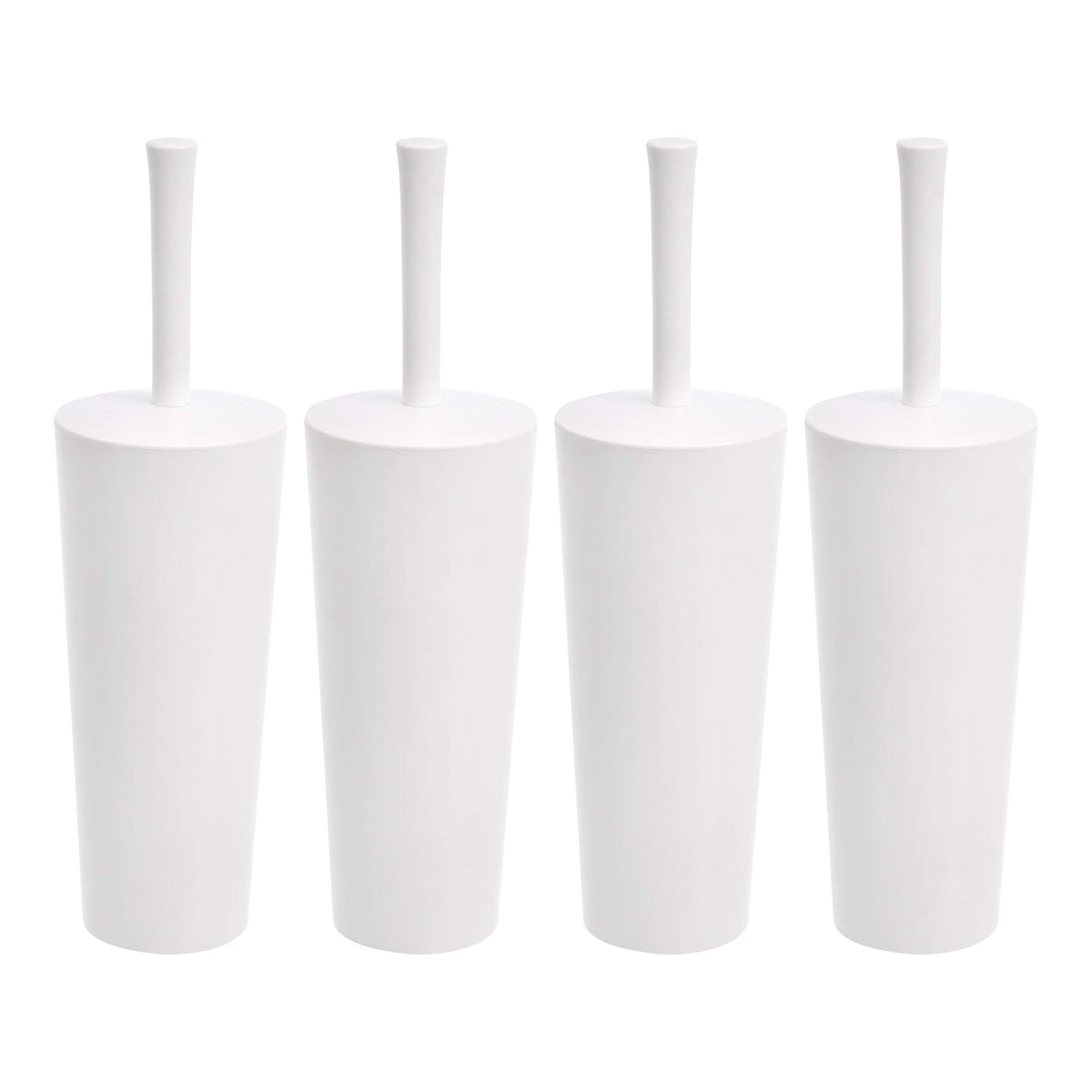Amazon Basics toilet brush 4-pack with heavy-duty bristles for thorough cleaning.