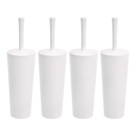 Amazon Basics toilet brush 4-pack with heavy-duty bristles for thorough cleaning.