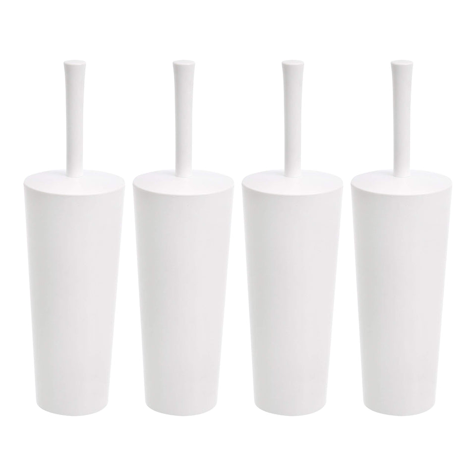 Amazon Basics toilet brush 4-pack with heavy-duty bristles for thorough cleaning.