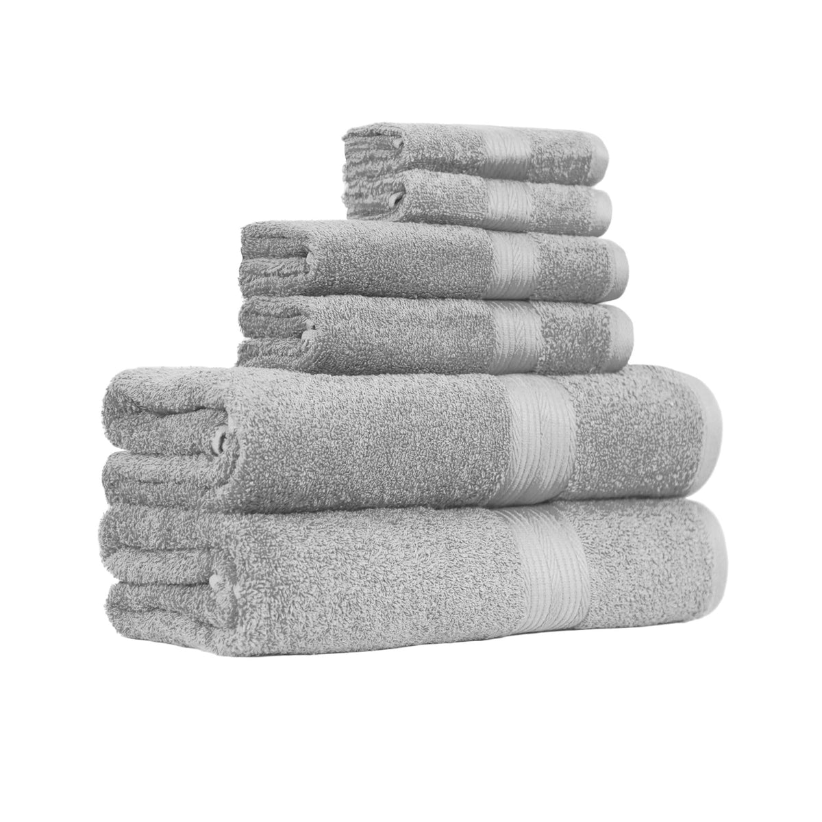Amazon Basics bath towels in gray, plush and highly absorbent for daily use.