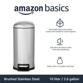 Removable inner bucket enables quick emptying in dorms, bathrooms, or offices.
