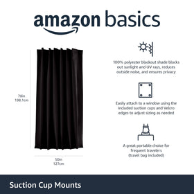 Amazon Basics curtain with travel bag for easy packing on trips.