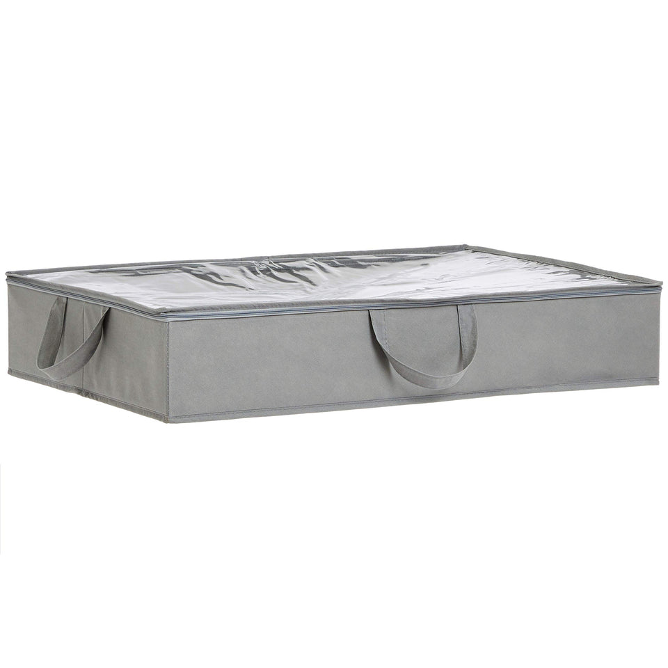 Amazon Basics under-bed storage bag with window and zipper keeps contents visible and dust-free