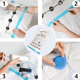 Amazon Basics vacuum storage bags with heavy-duty seals highlighting airtight protection for clothing.
