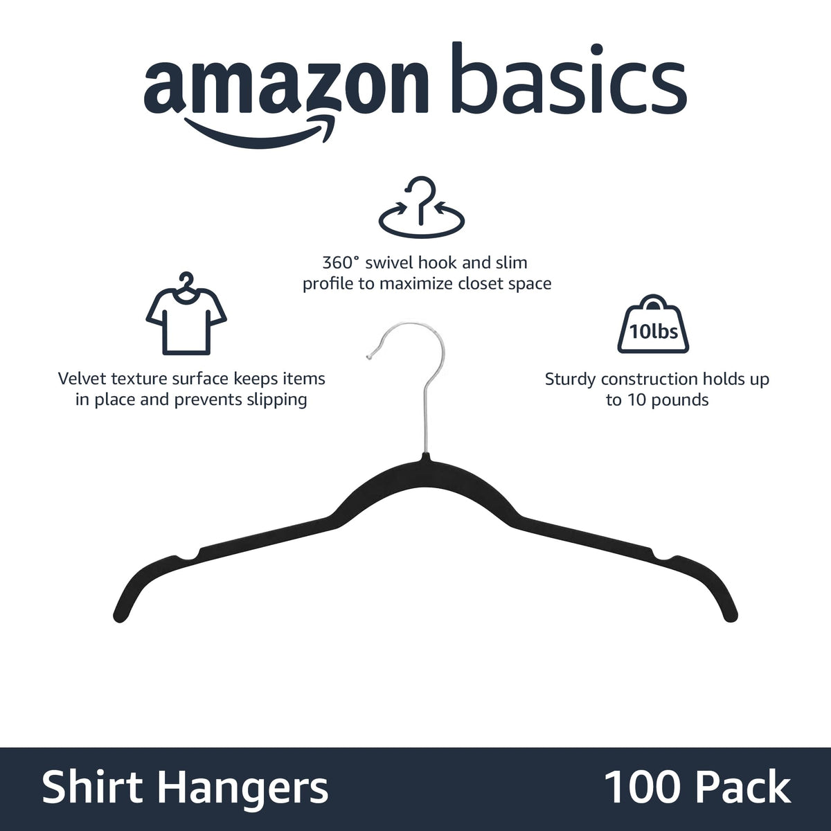 Close-up of velvet non-slip surface on Amazon Basics hangers preventing garment shift