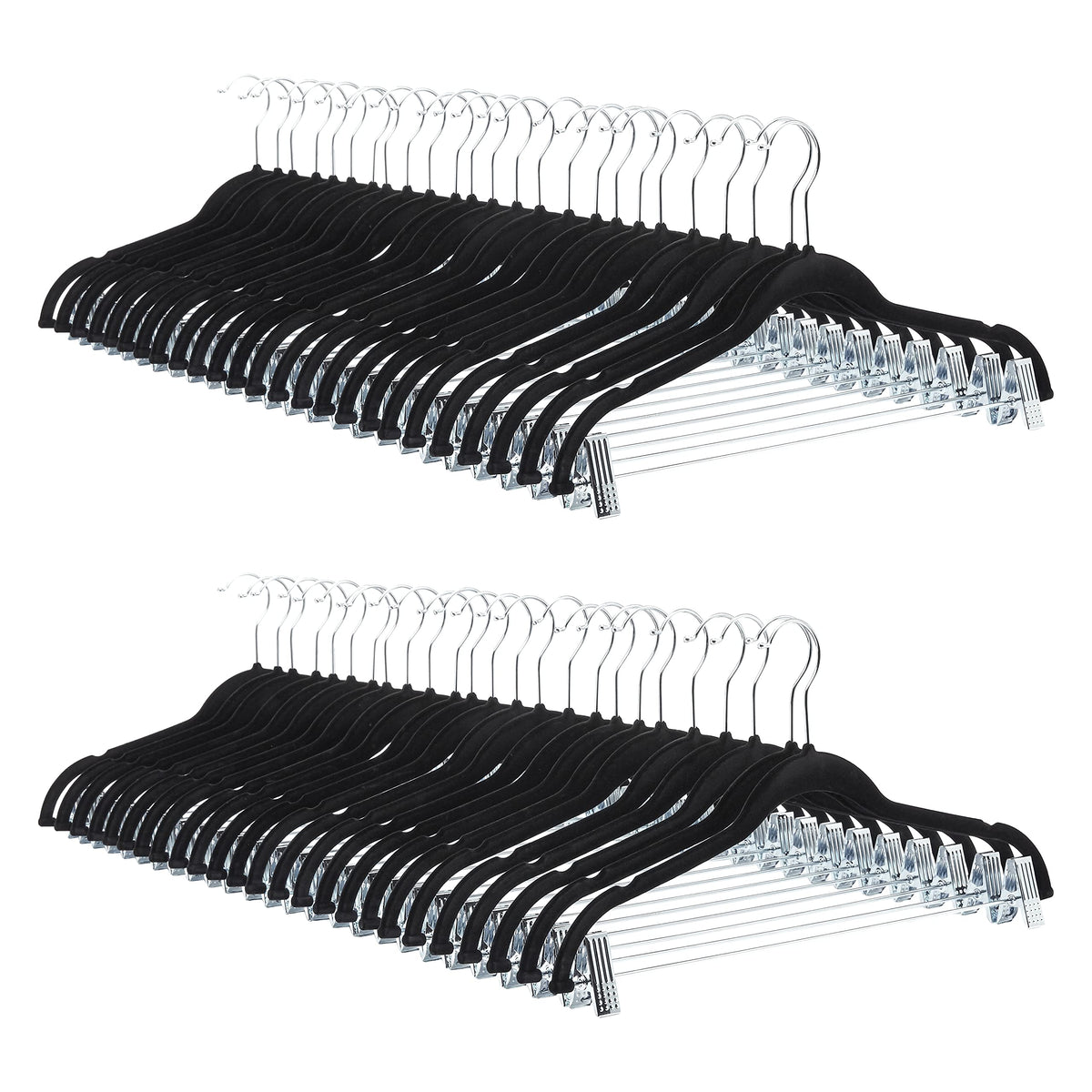 Amazon Basics velvet skirt hanger with clips front view for organized closet.