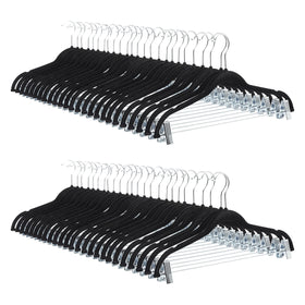 Amazon Basics velvet skirt hanger with clips front view for organized closet.