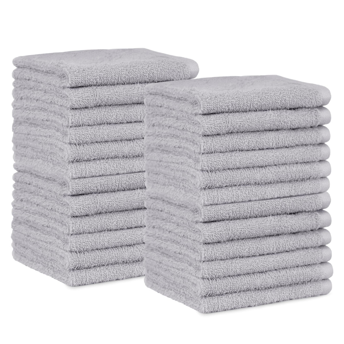 Amazon Basics gray washcloth folded displays compact daily use for face and body.