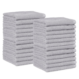 Amazon Basics gray washcloth folded displays compact daily use for face and body.