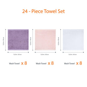 Amazon Basics washcloth in lavender highlighting plush terry for gentle cleansing