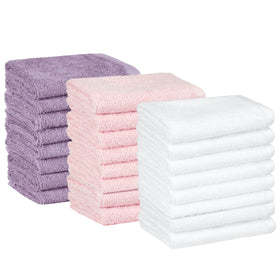 Amazon Basics washcloth in petal pink showing soft, quick-dry cotton for daily face care