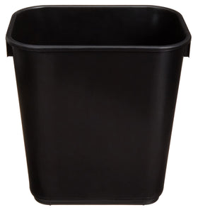 Amazon Basics wastebasket 3-gallon black front view, ideal for busy spaces
