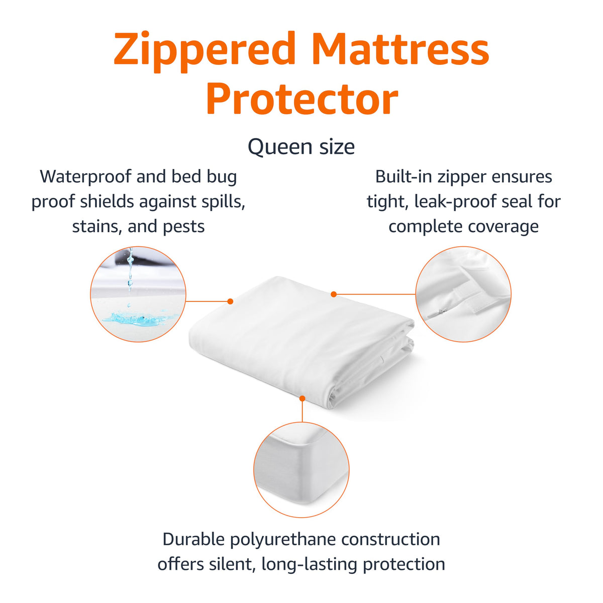 Amazon Basics waterproof mattress encasement shields against spills for families