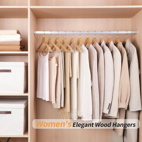 Amazon Basics wood hangers with arch support shoulders for even weight distribution