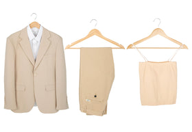 Amazon Basics wood hangers contoured design shaping shoulders to reduce creasing