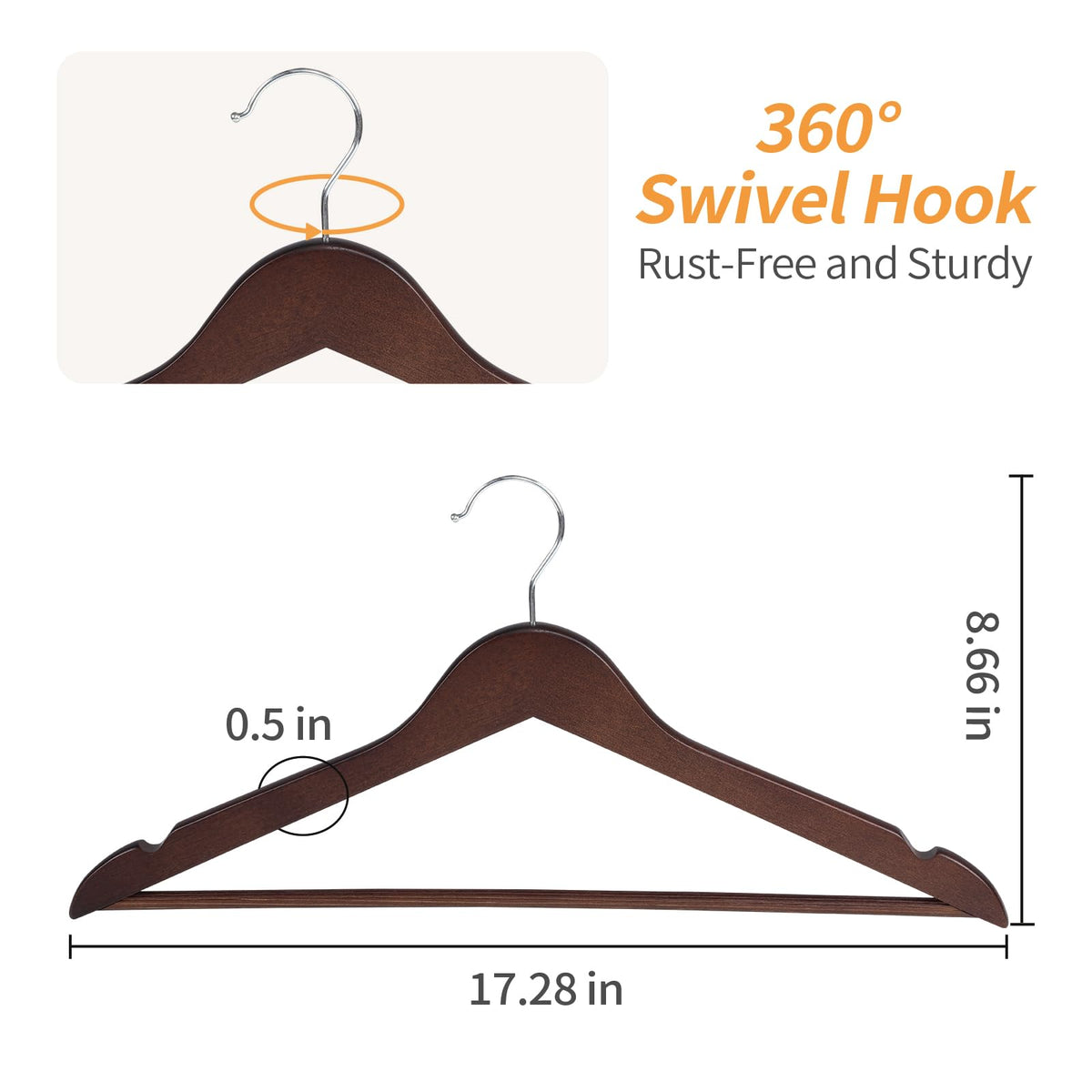 Amazon Basics wood suit hangers with cherry contoured design supporting shoulders.