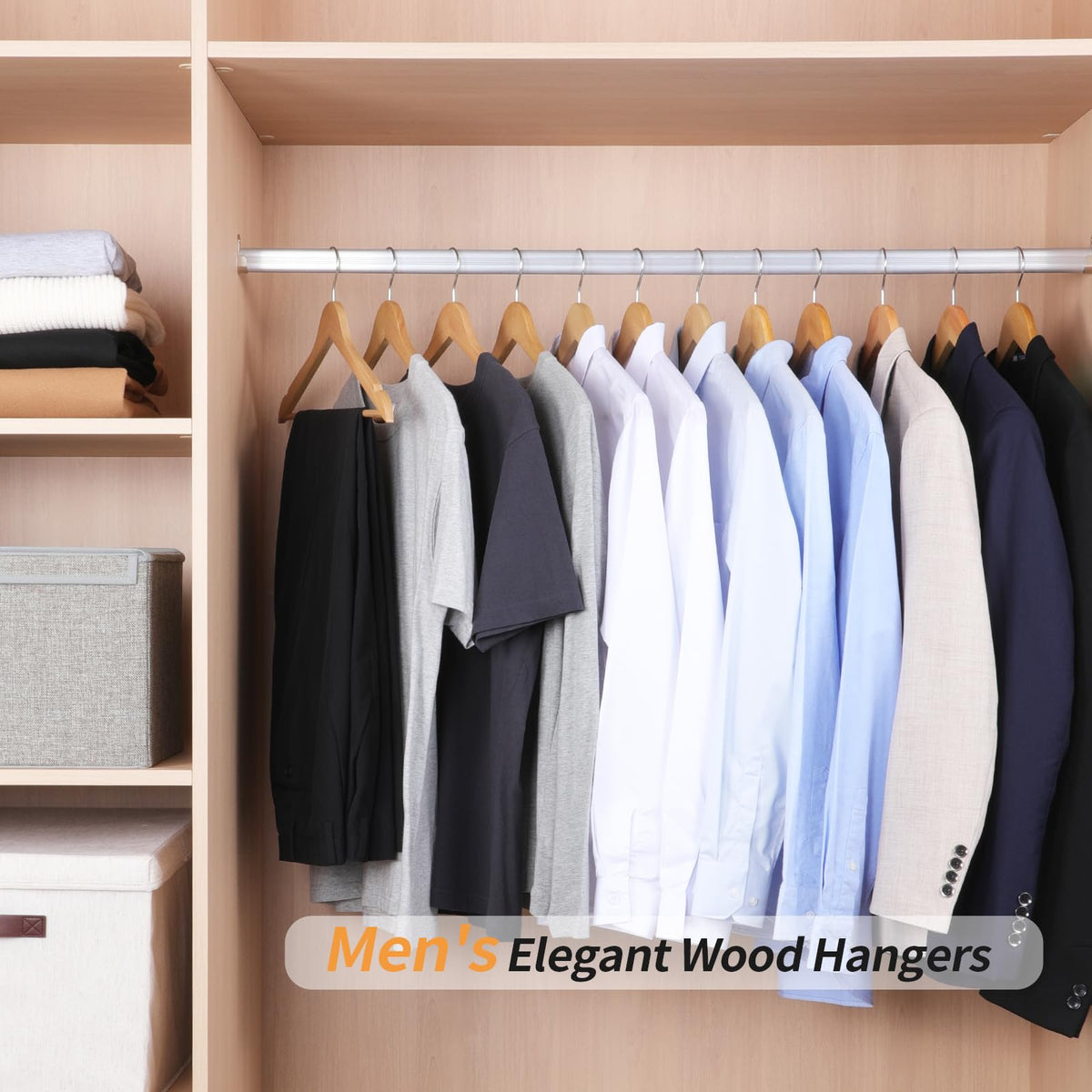 Amazon Basics wood suit hangers suitable for suits, coats, and jackets