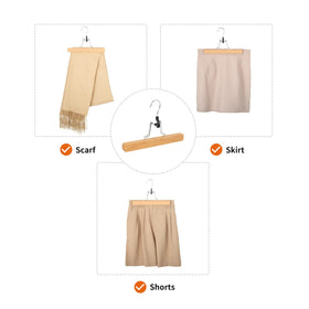 Amazon Basics FSC-certified wooden pants hanger supports sustainable closet design.