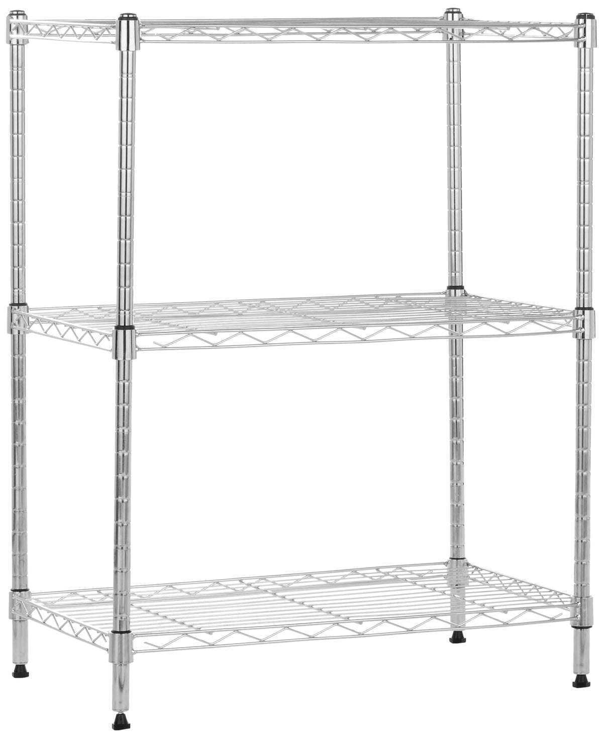 Amazon Basics 3-Shelf heavy-duty steel wire shelving with chrome finish for garage organization