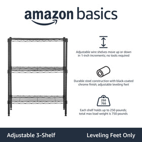 Amazon Basics rack with adjustable shelves for customizable storage height
