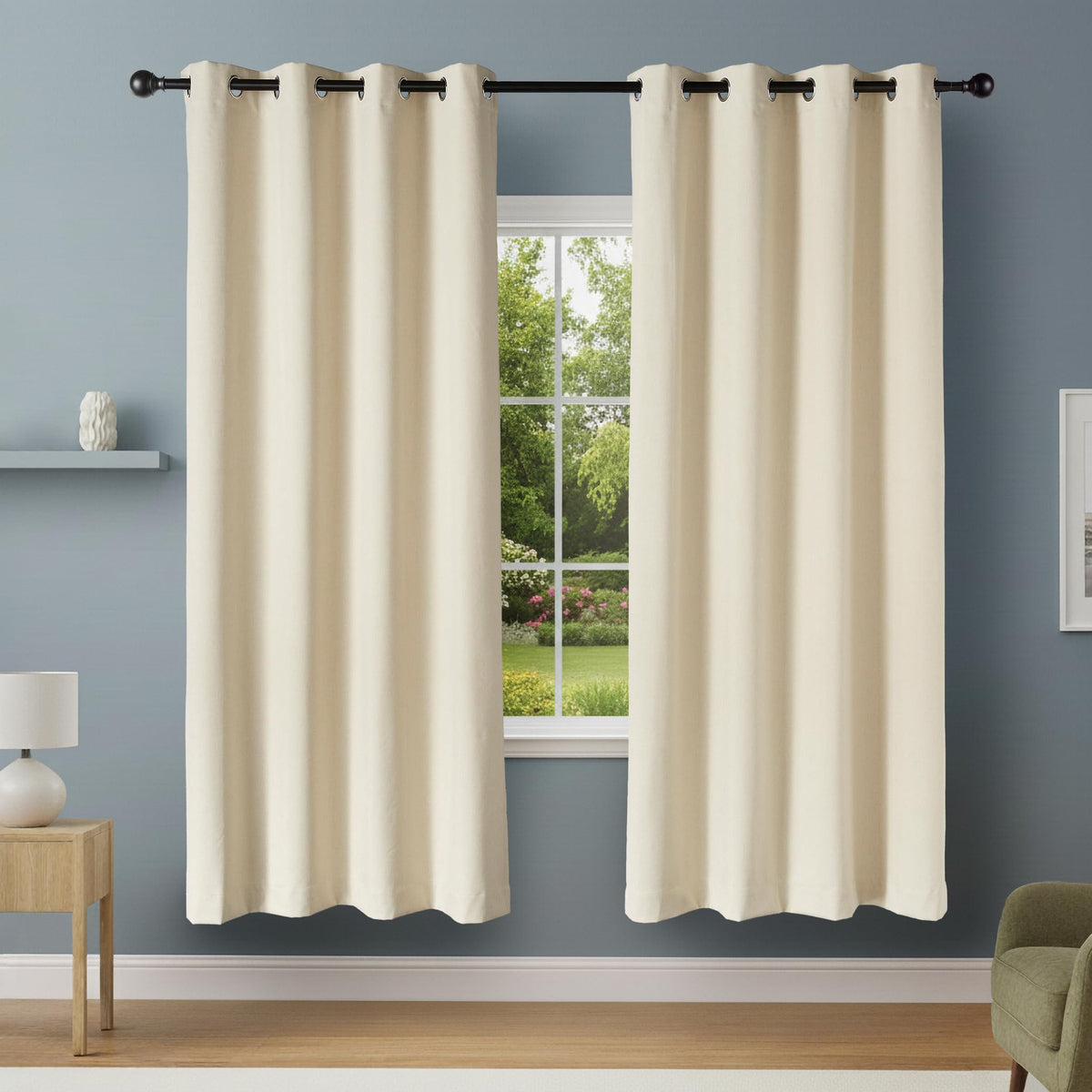 Amazon Basics blackout curtains beige 52x84 panel 1 blocks light for restful sleep
