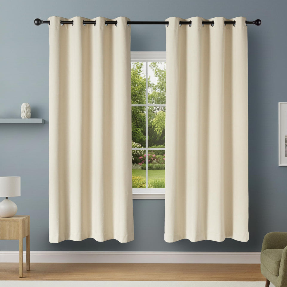 Amazon Basics blackout curtains beige 52x84 panel 1 blocks light for restful sleep