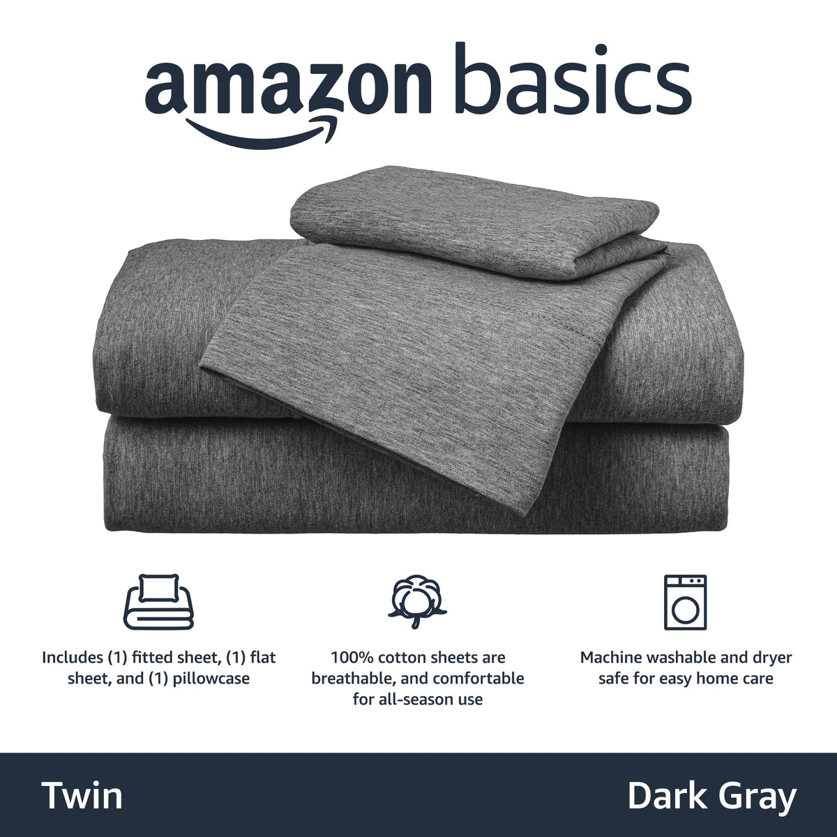Amazon Basics fitted sheet demonstrating secure fit on standard twin mattress.