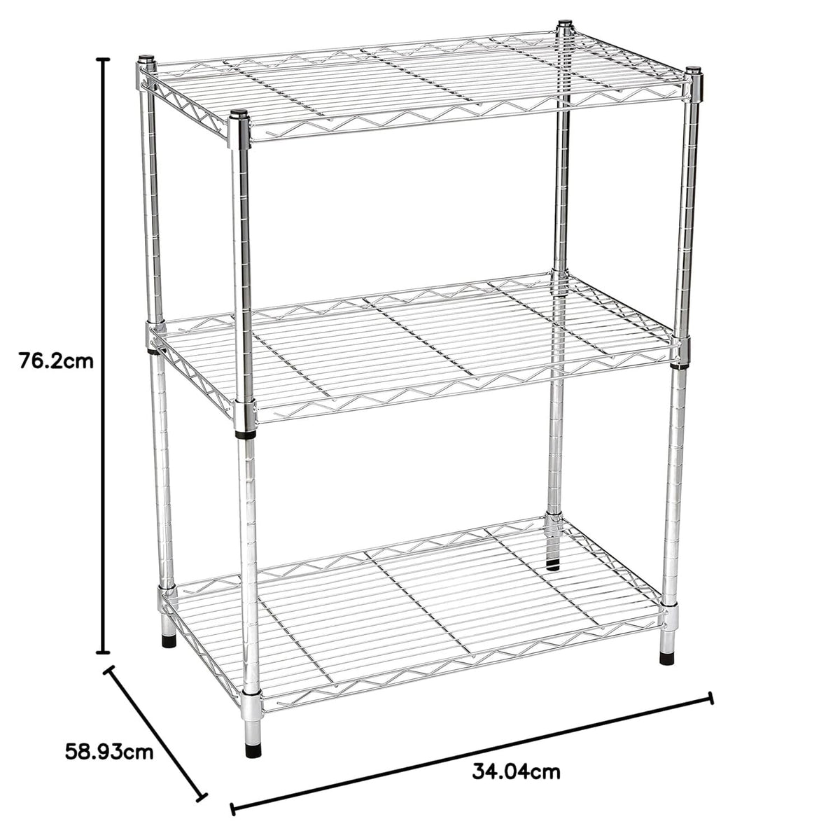 Amazon Basics chrome-finish steel wire rack ready for kitchen or laundry storage