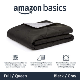 Amazon Basics comforter blanket features diamond stitching to keep the fill in place.