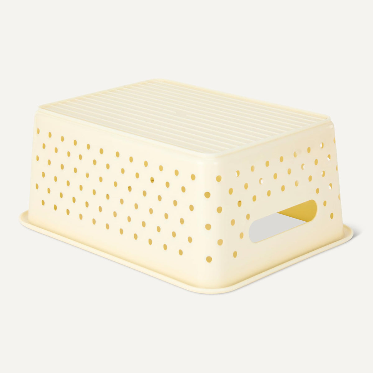 Amazon Basics ivory basket being used in a drawer for organization.