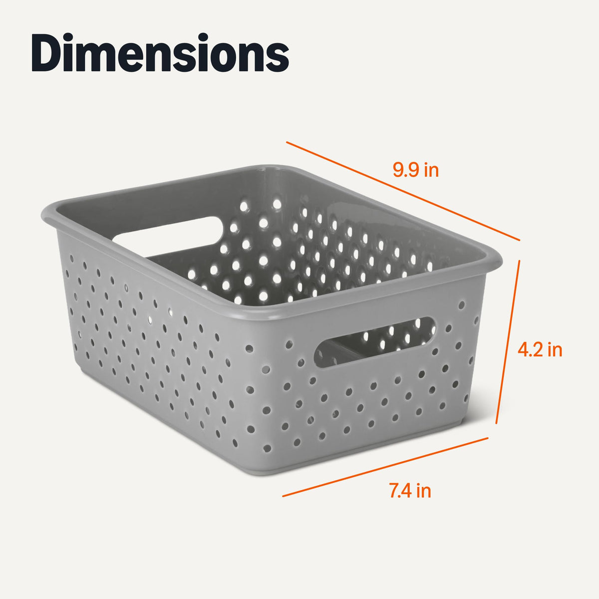 Amazon Basics decorative basket on a shelf adds a neat focal point.