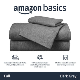 Amazon Basics pillowcase in dark gray highlights soft, durable finish
