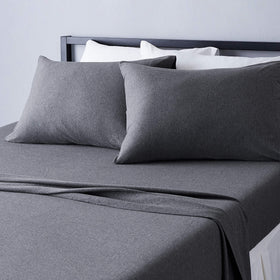 Amazon Basics jersey bed sheets fitted on king mattress with secure stretch