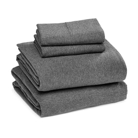 Amazon Basics jersey bed sheets flat sheet on king bed for breathable comfort