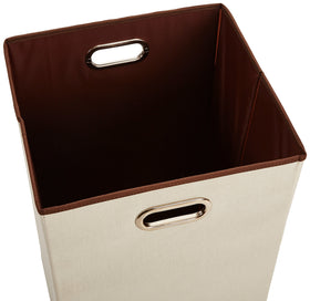 Amazon Basics rectangular foldable laundry basket full-size beige brown blends with any room.