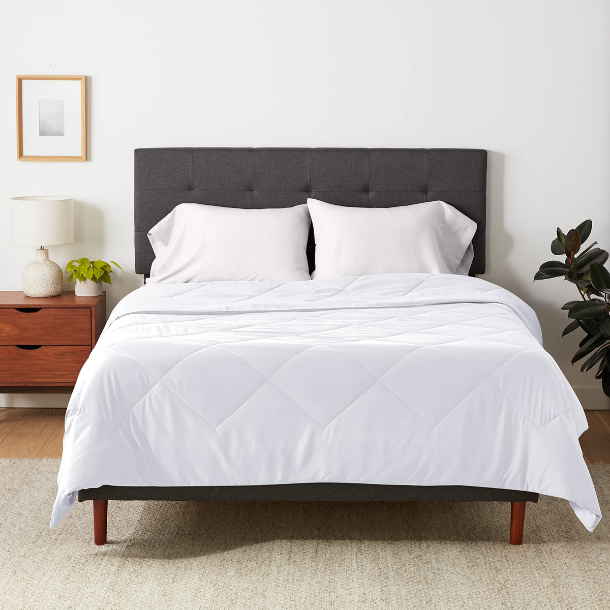 Amazon Basics reversible comforter, lightweight microfiber dual-sided for year-round comfort