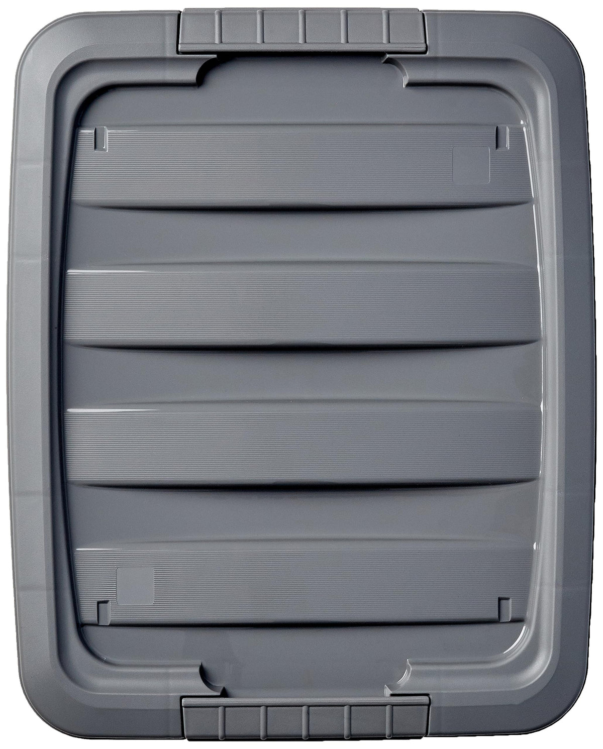 Amazon Basics stackable storage bin emphasizing space-saving design.
