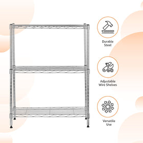 Amazon Basics tool-free assembly shelving shown assembled