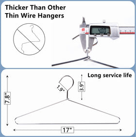 Amber Home 17-inch stainless steel shirt hangers with smooth chrome finish.