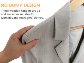 Amber Home 20-pack natural wood hangers with pant bar to reduce creasing